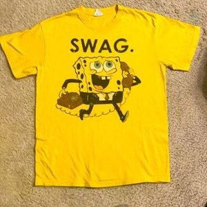 Licensed Nickelodeon Spongebob Squarepants SWAG. Men’s Medium Distressed Tee